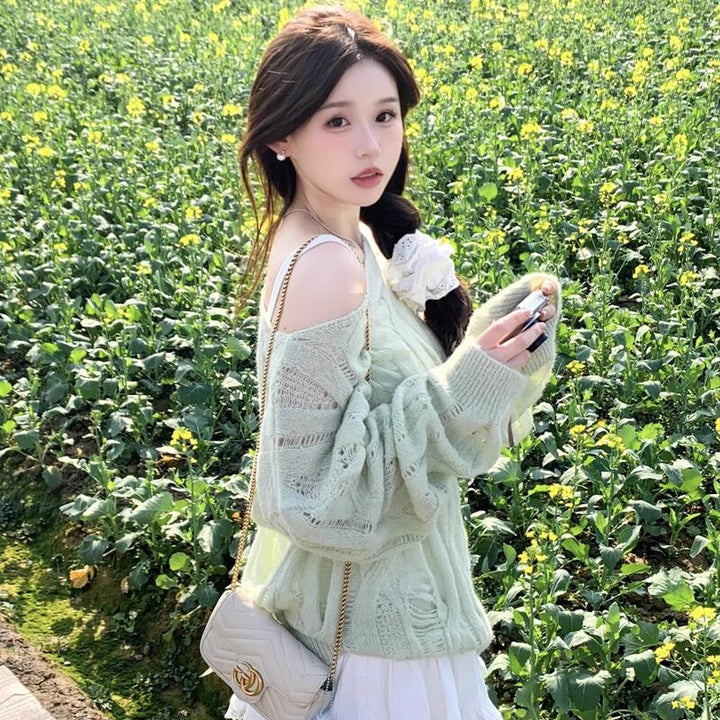 【tops】透かしニットトップス Q8309