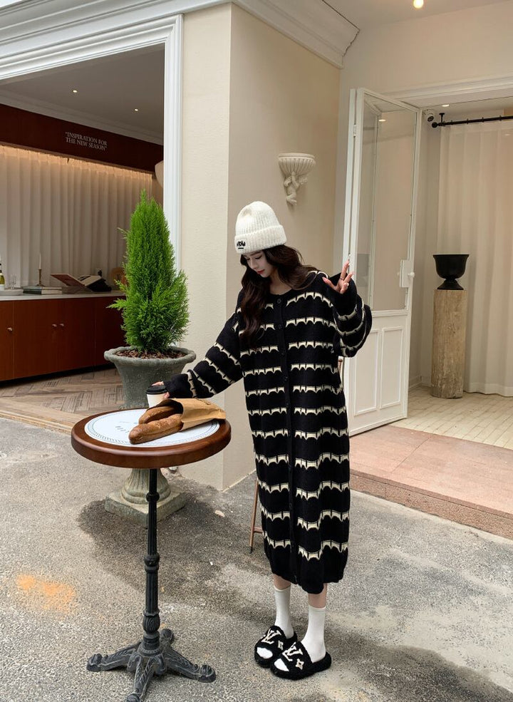 【dress】ボーダー柄ニットワンピース　M28377