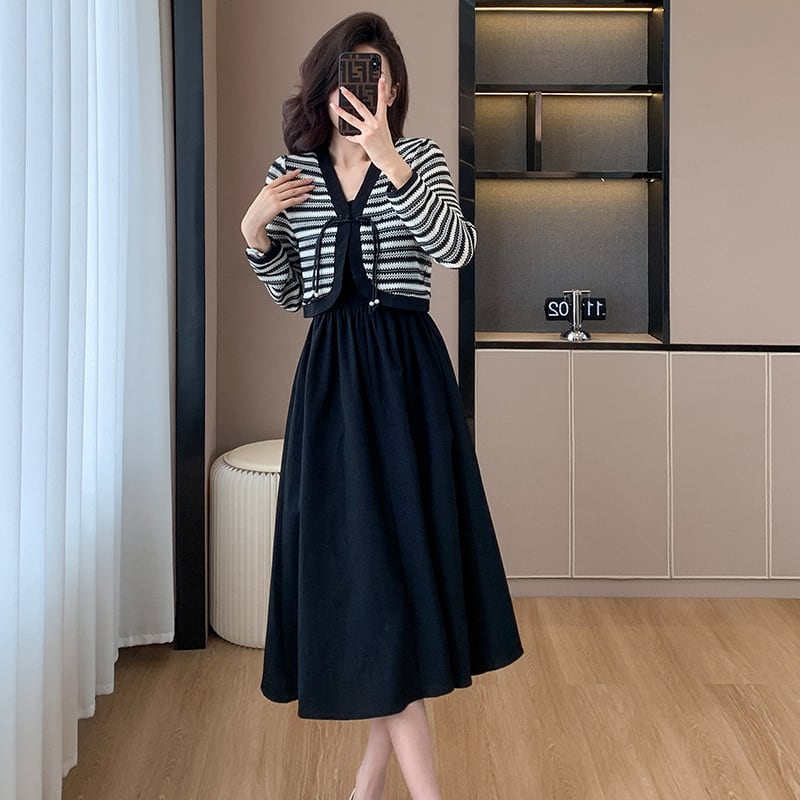 【set】ニットカーデ×キャミワンピースセット　M18364