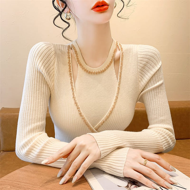 【tops】ビジュースリットニットトップス　M28254