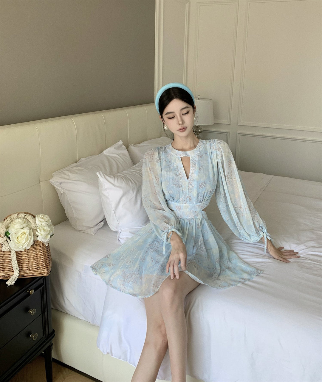 【dress】主役級エレガントカットワーク花柄ワンピース　M17347