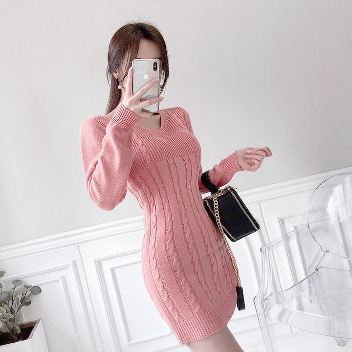【dress】Vネックニットワンピース　M18577