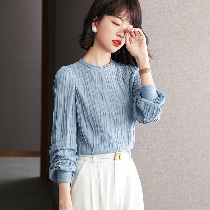 【tops】女子力アップエレガントOL、通勤シャツトップス　M17007