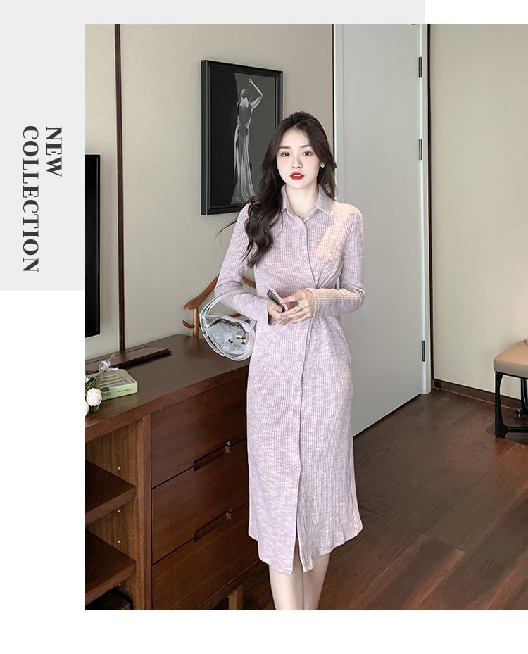 【dress】ボタンデザインニットワンピース　M17994