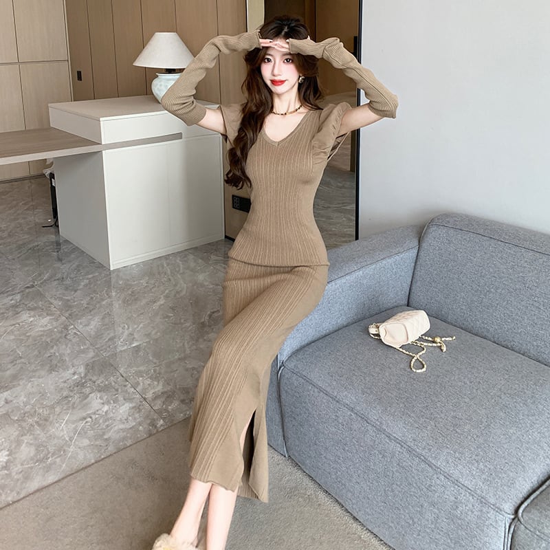 【dress】スリットワンピースアームカバー付き　M18188