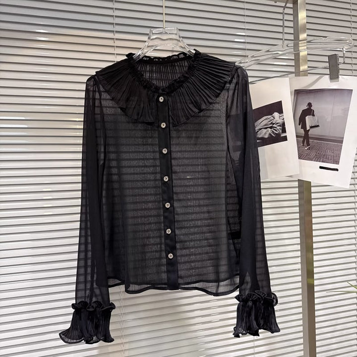 【tops】ピーターパンカラーシフォントップス Q8161