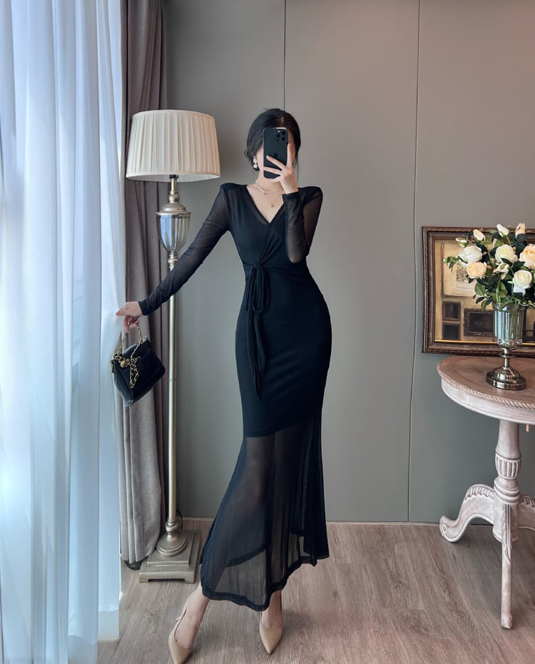 【dress】Vネックマーメイドデートワンピース　M17716