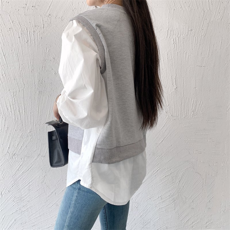 【tops】切り替えクルーネックプルオーバー　M17870