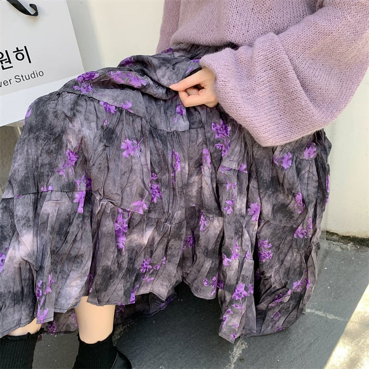【bottoms】花柄プリーツスカート　M28223