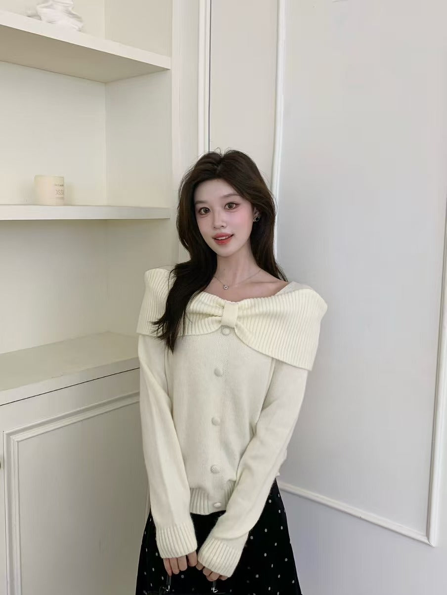 【tops】リボンニットトップス　K0667