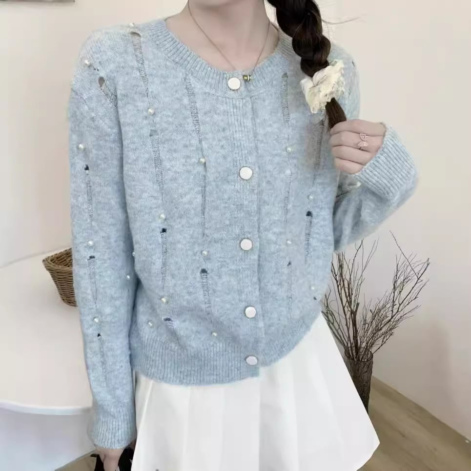 【outer】パールニットカーデ　M25675