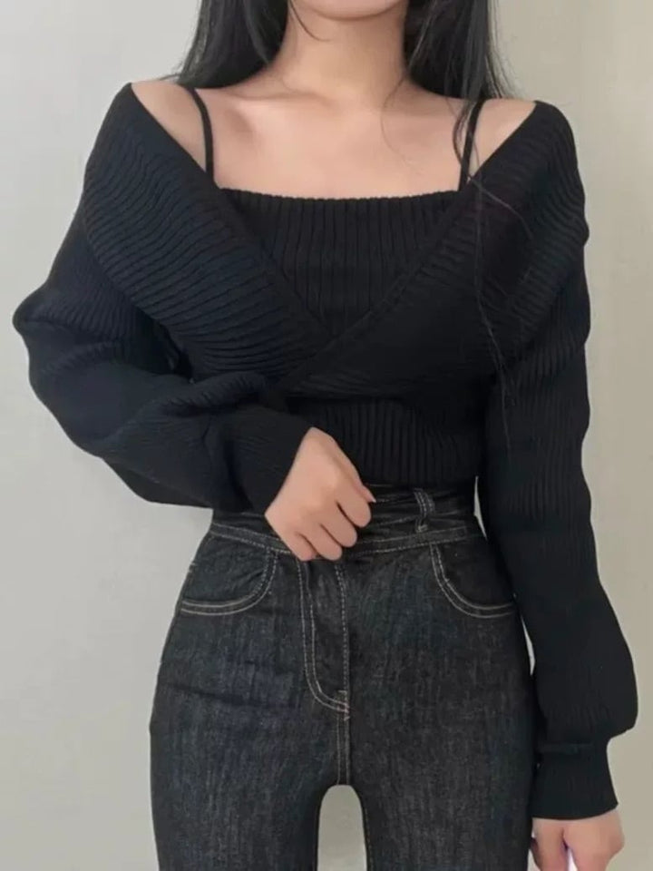 【tops】切り替えニットセーター　M25895