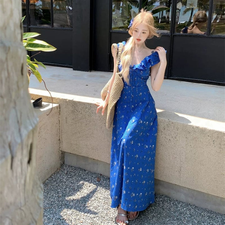 【dress】ギャザーフリルロングキャミワンピース Q8508