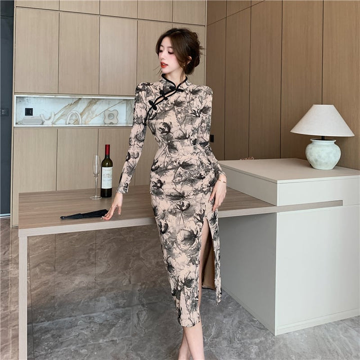 【dress】女子力アップエレガントスリットワンピース　M17414