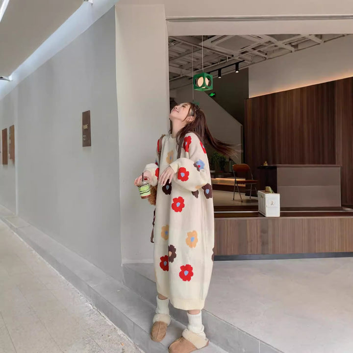 【dress】プリントニットワンピース　M26902
