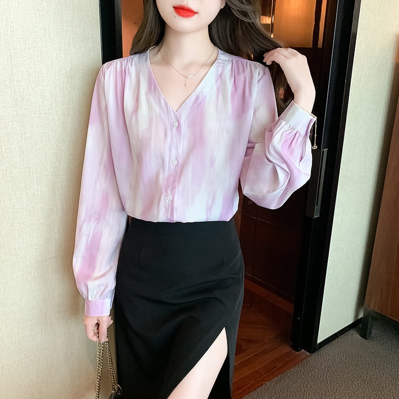 【tops】Vネックシャツトップス　M18305