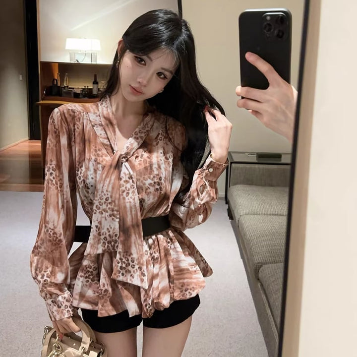 【tops】ベルト付きシフォントップス Q8336