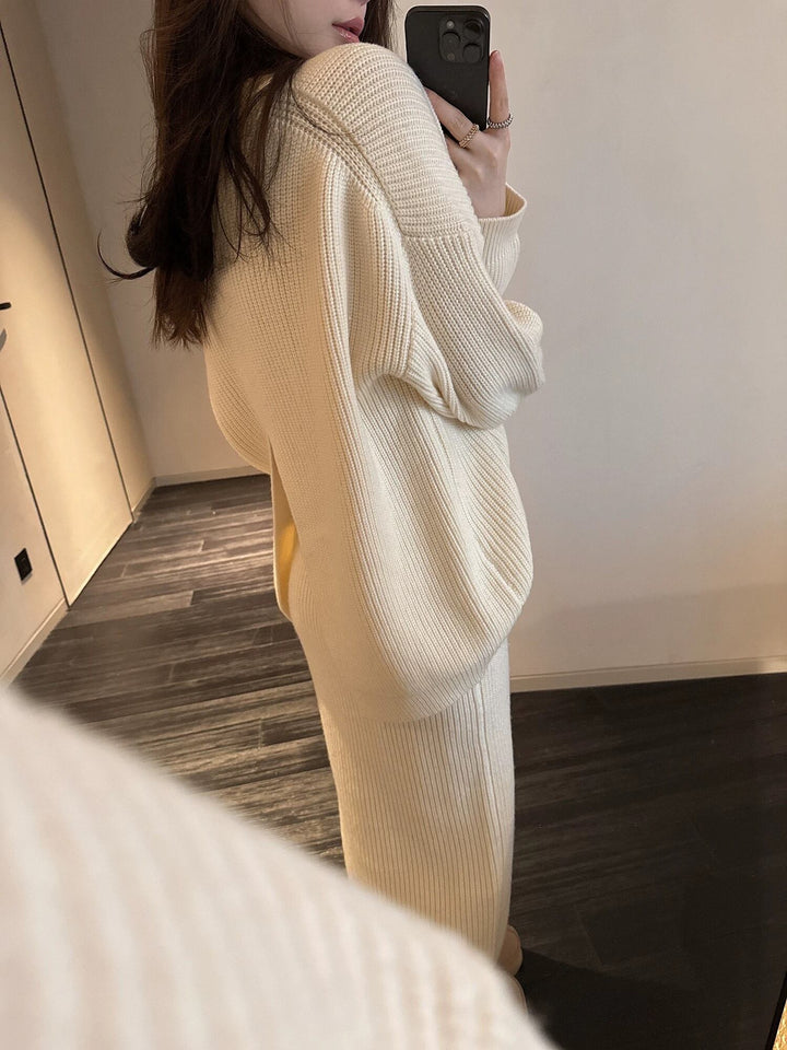 【set】バックスリットニットトップス×スカートセット　N2791