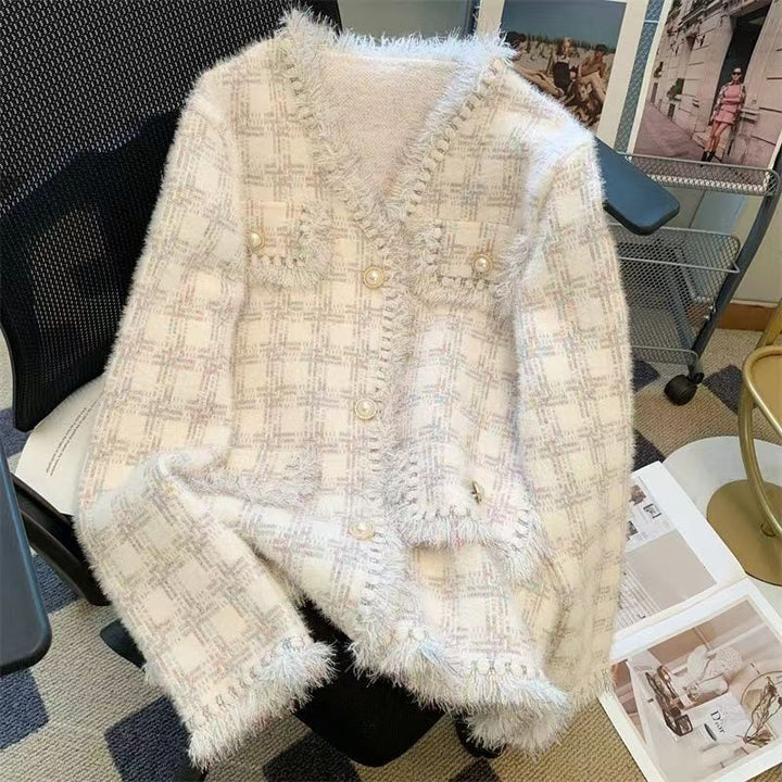 【outer】Vネックフラップニットカーディガン　M17825