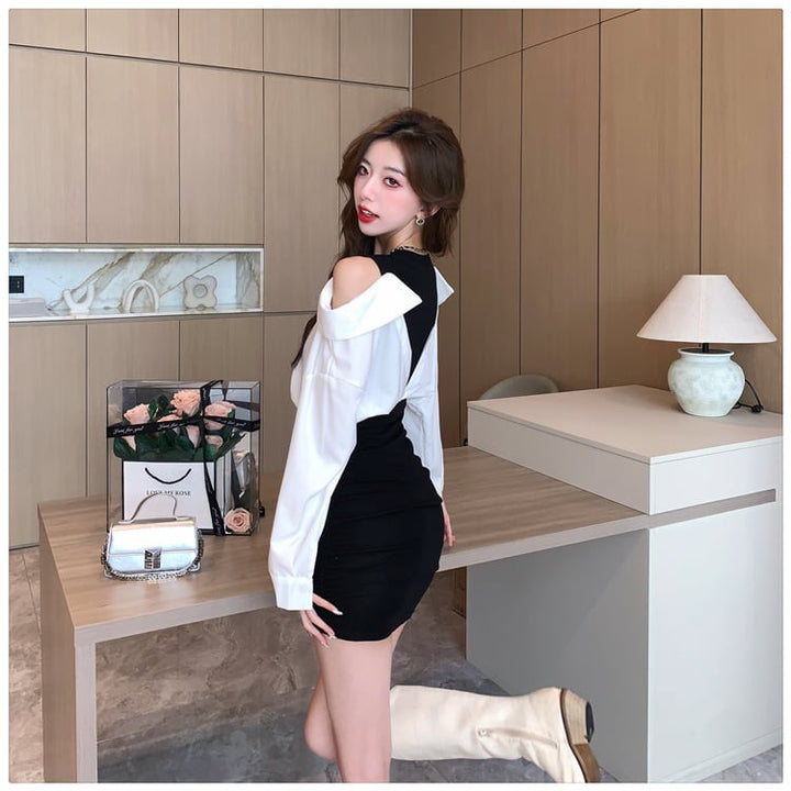 【dress】人気を独占中 ファッション切り替えワンピース　M17637