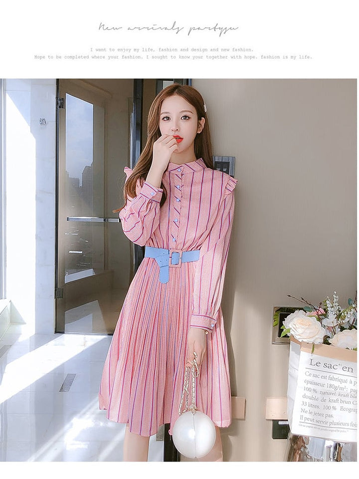 【dress】おしゃれスウィートデートワンピースベルト付き　M17200