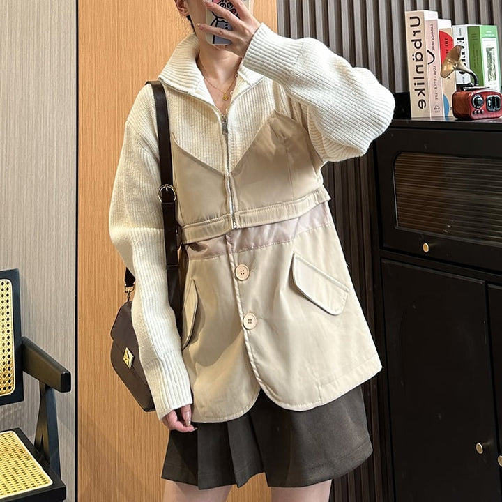 【outer】ファスナードッキングニットセーター　M17878