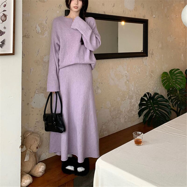 【set】シンプルニットセーター×スカートセット　N2247