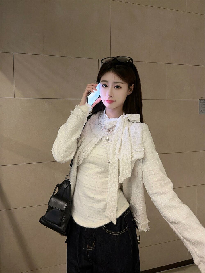 【tops】リボン付きレーストップス　M27058