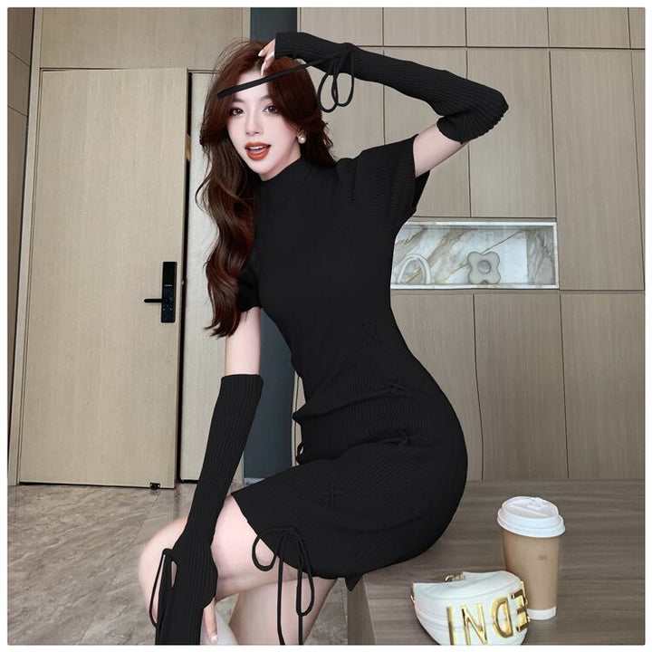 【dress】アームカバー付きニットワンピース　M18702
