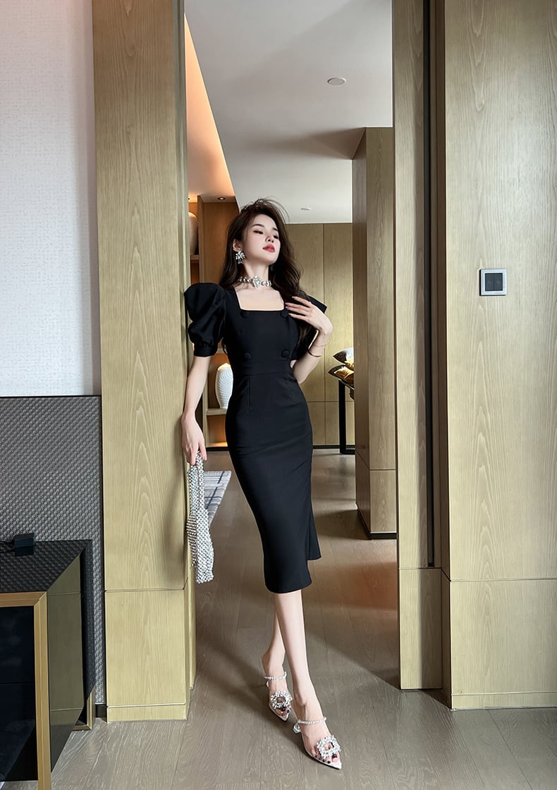 【dress】パフスリーブワンピース　M23076