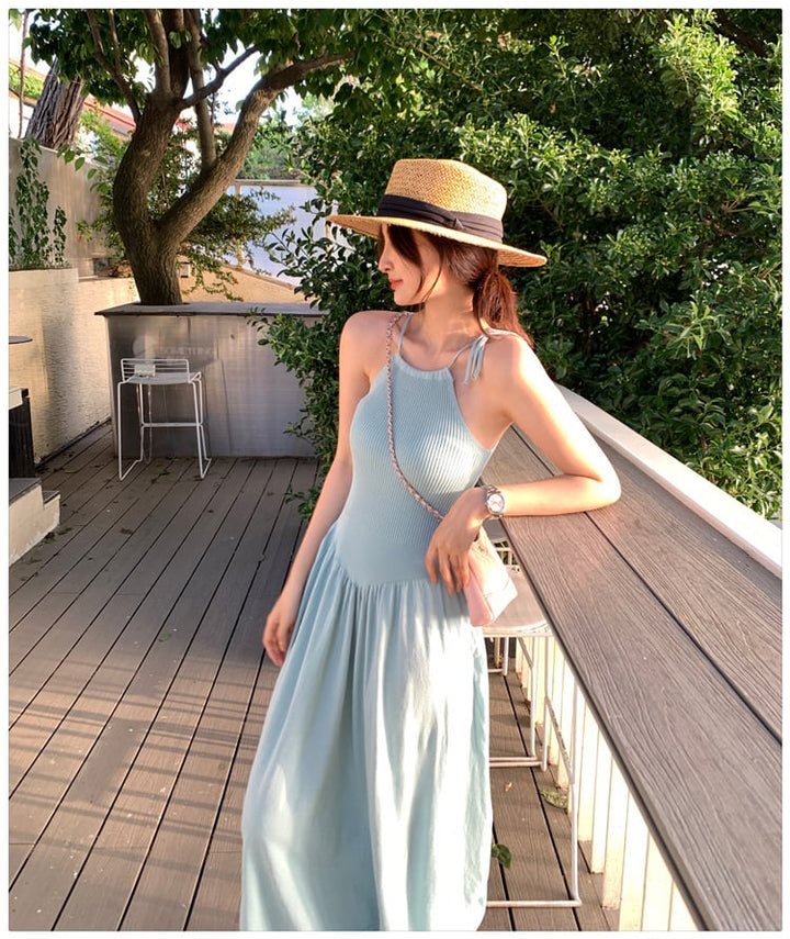 【dress】ニット切り替えワンピース