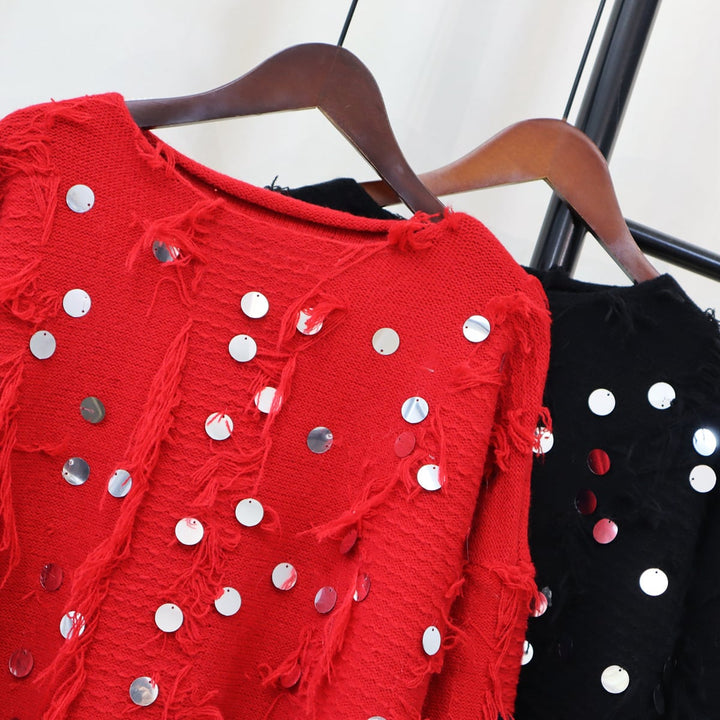 【tops】スパンコールニットセーター　M28126