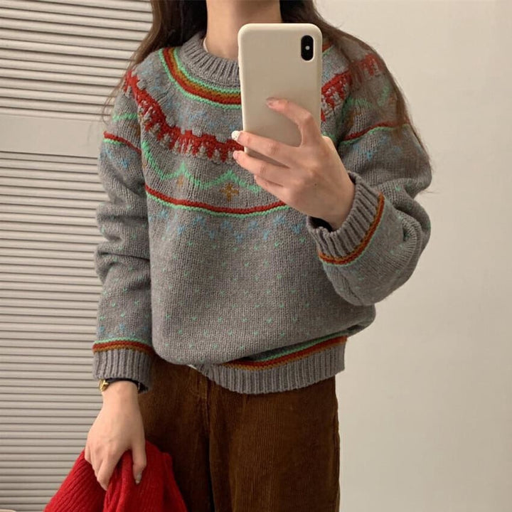 【tops】ジャカードニットセーター　M27107