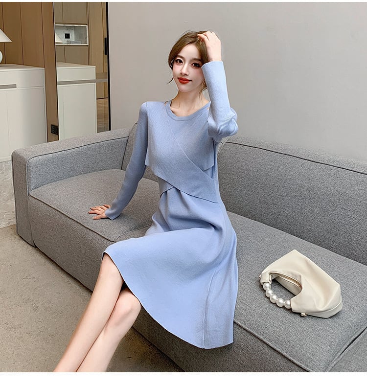 【dress】ドッキングニットワンピース　M18329