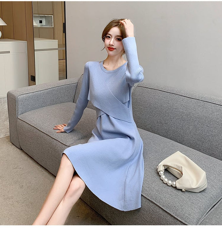 【dress】ドッキングニットワンピース　M18329
