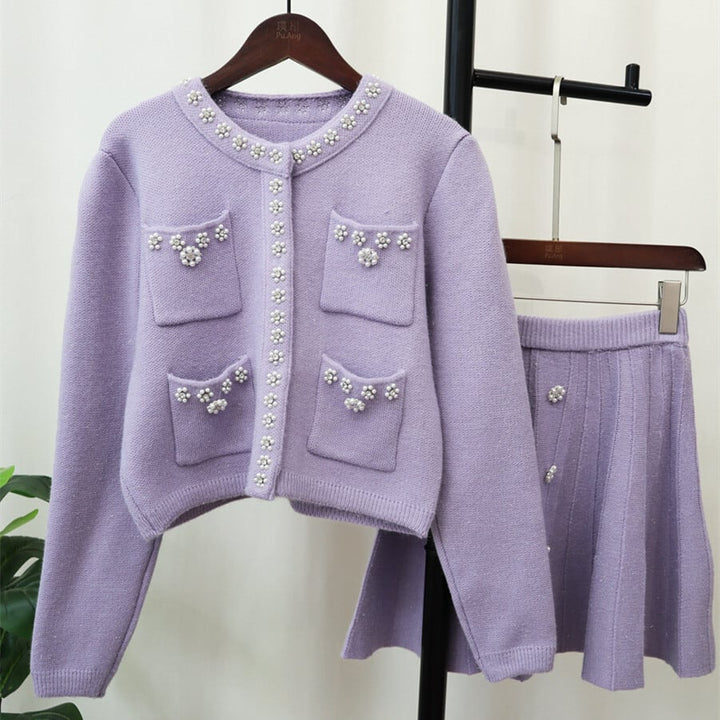 【set】ニットカーデ×スカートセット　M26848