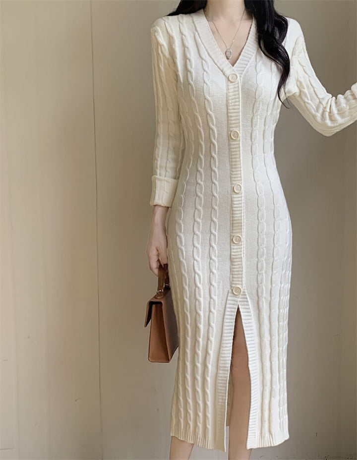 【dress】Vネックニットワンピース　M27377