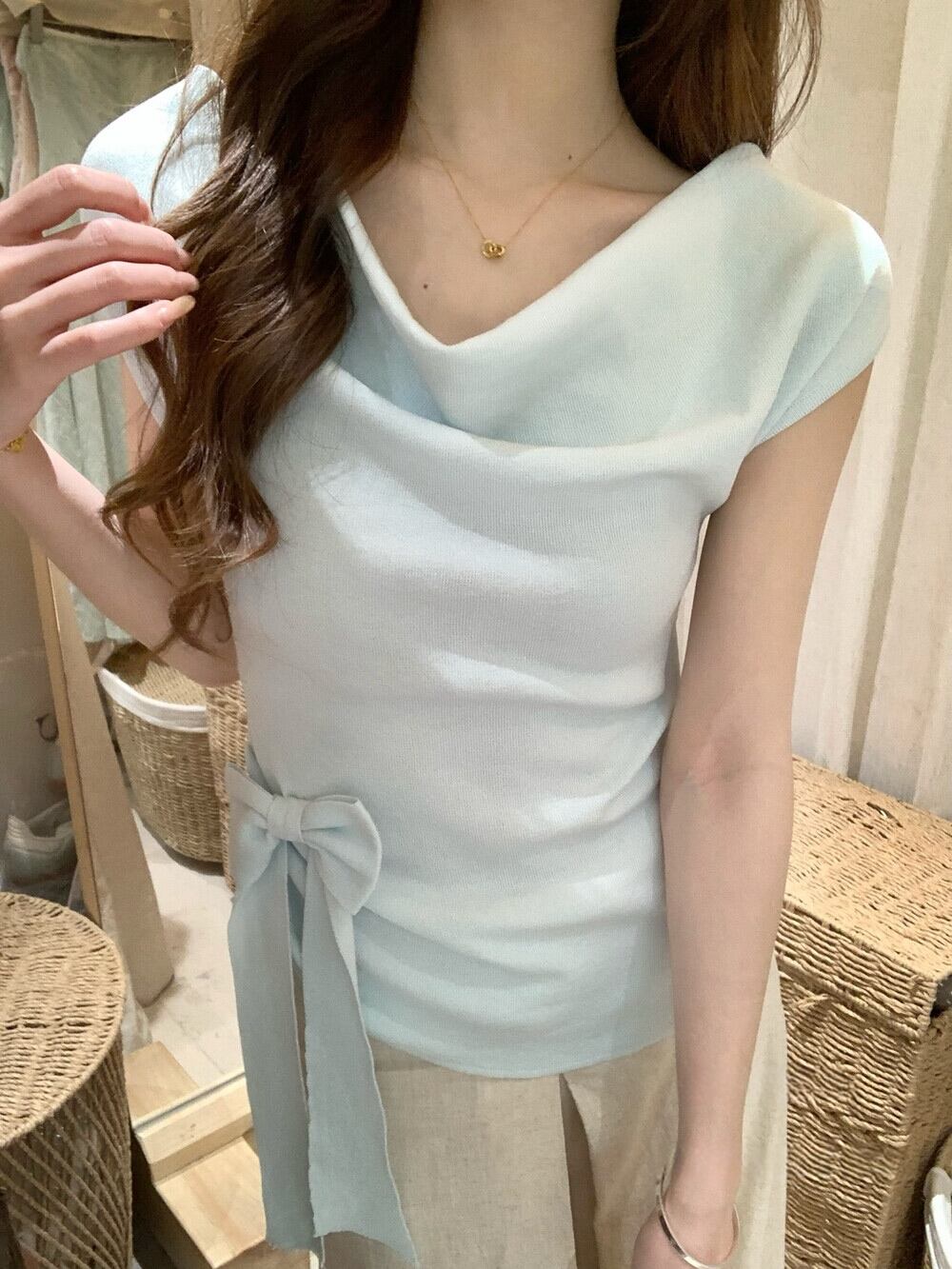 【tops】リボンニットトップス  N3552