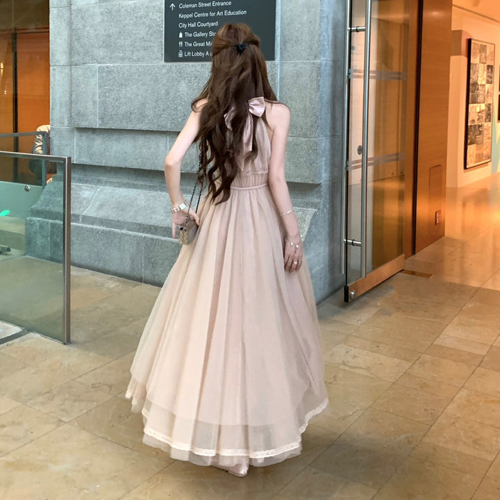 【dress】バックリボンチュールロングワンピース　N3217