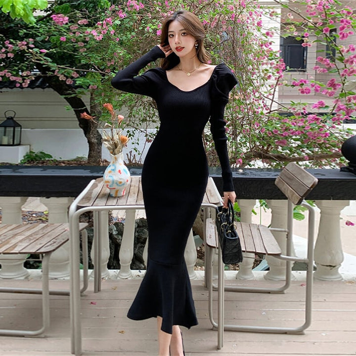 【dress】ニットマーメイドワンピース　M26967