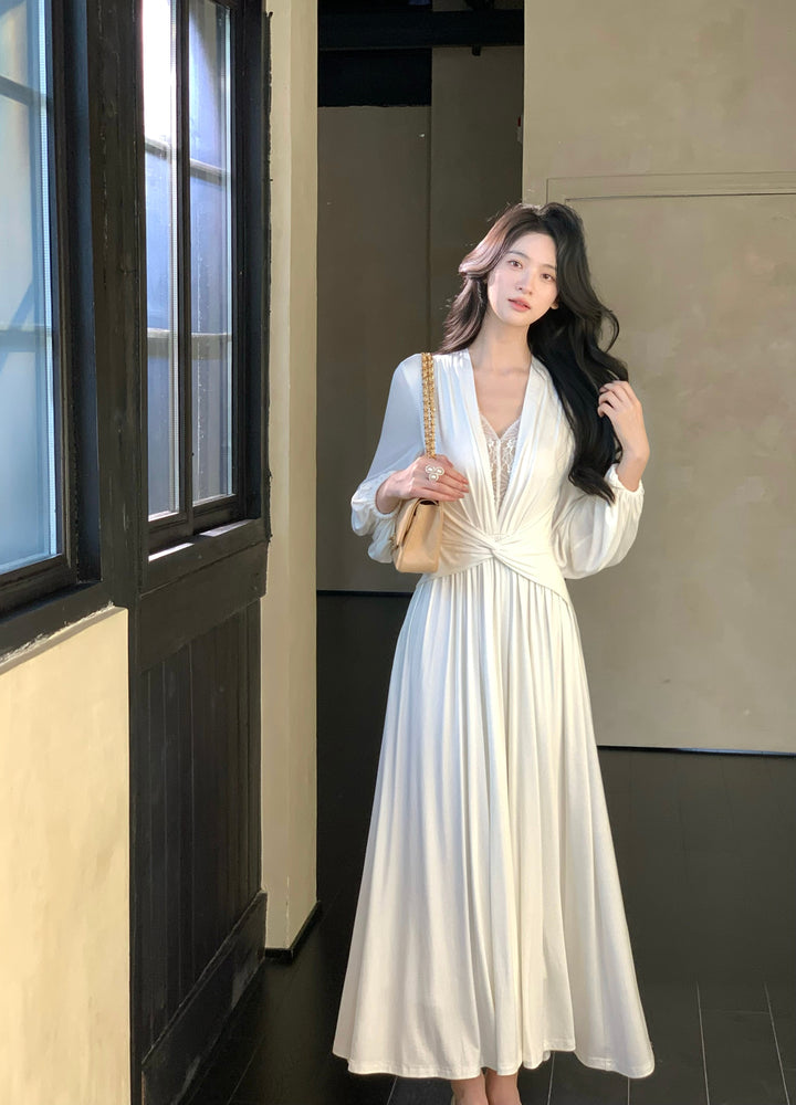 【dress】レースドッキングロングワンピース　N3450