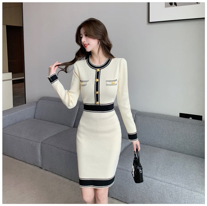【dress】輝いて超人気 ! エレガントニットワンピース　M17511