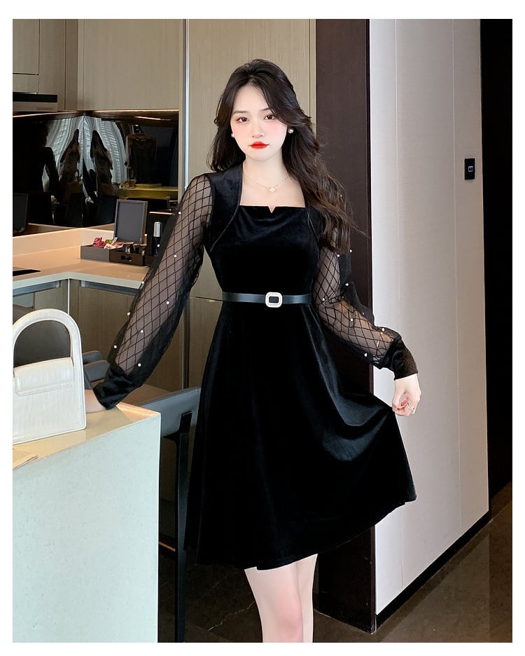 【dress】女子力アップエレガント切り替えデートワンピース　M17605