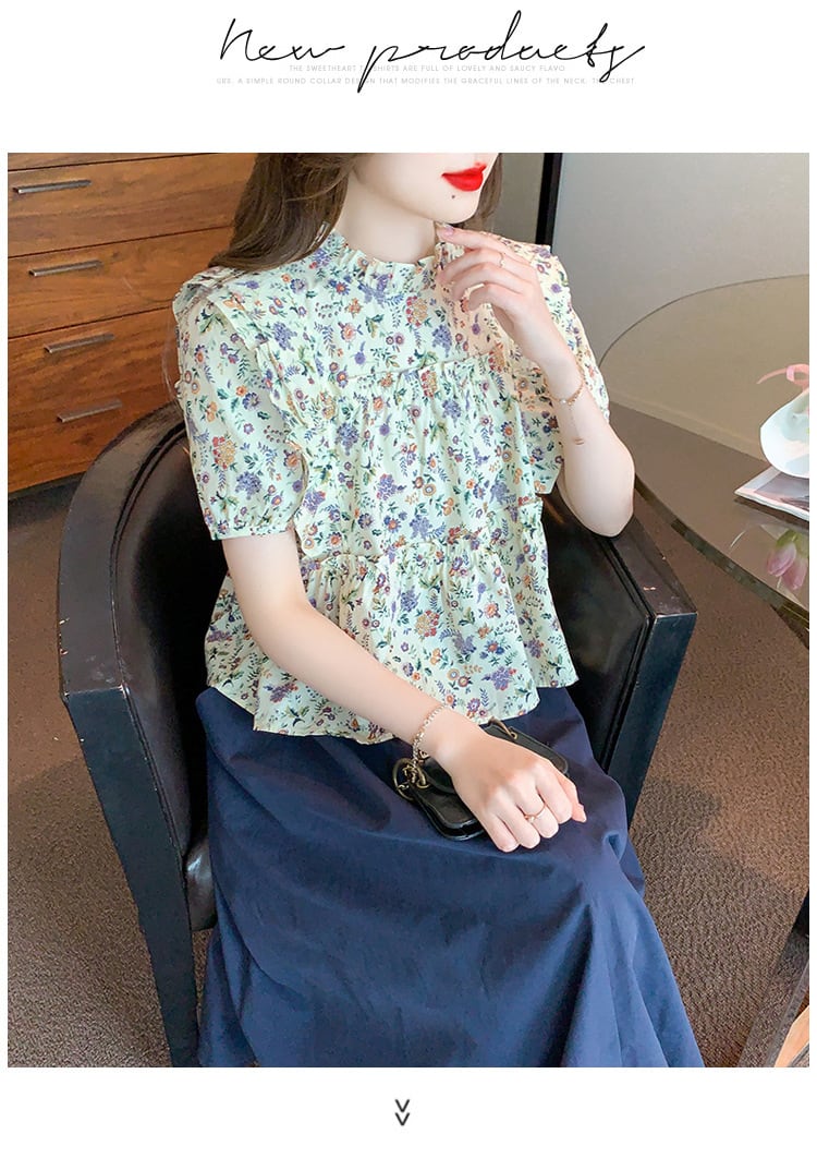 【set】人気を独占中 2点セット花柄シャツトップス+スカート　M17084