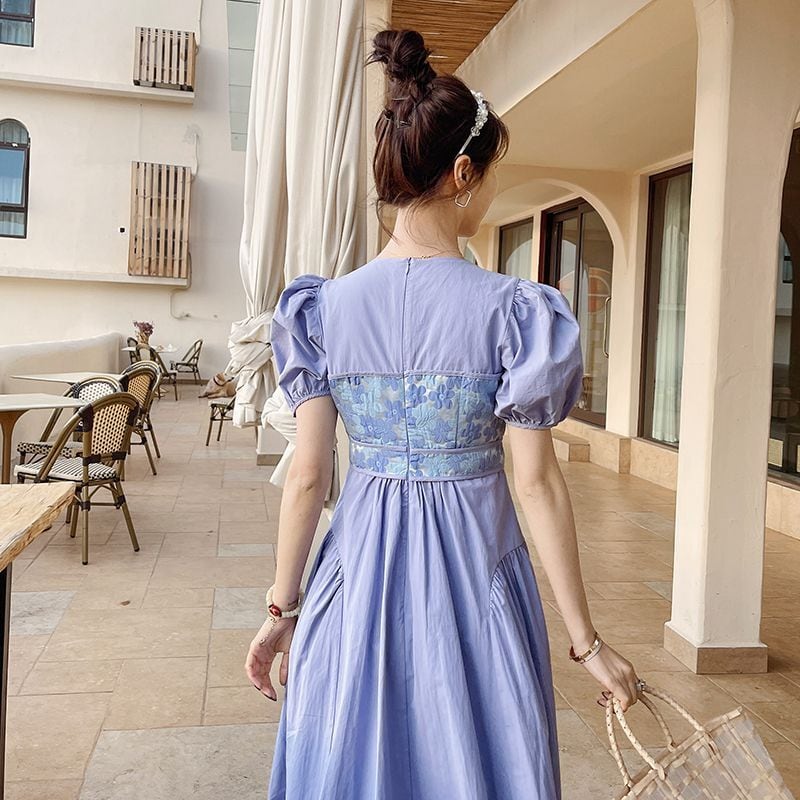 【dress】主役級スウィートパフスリーブワンピース超人気　M16858
