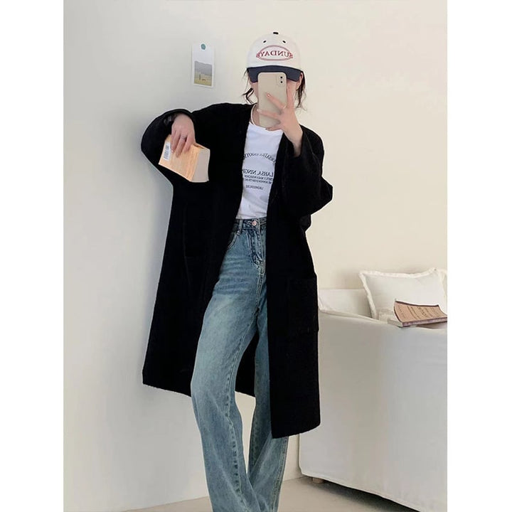 【outer】ロング丈Vネックニットカーディガン　M17734