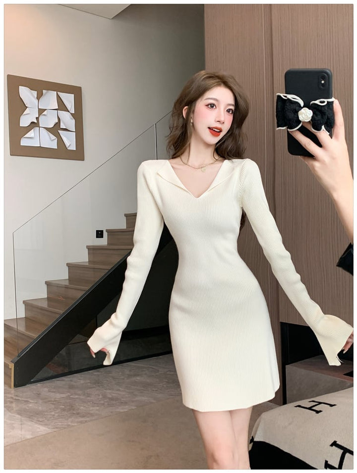 【dress】Vネックニットワンピース　M18381