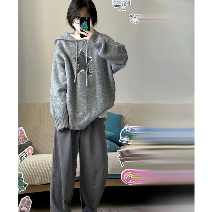 【tops】フーディーニットセーター　M17895