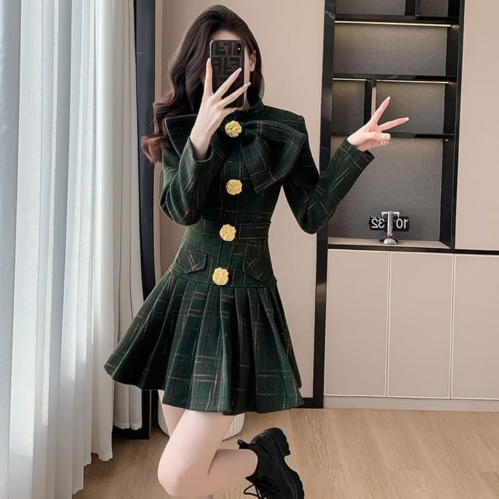 【dress】リボン付きラシャ生地ワンピース　M26550