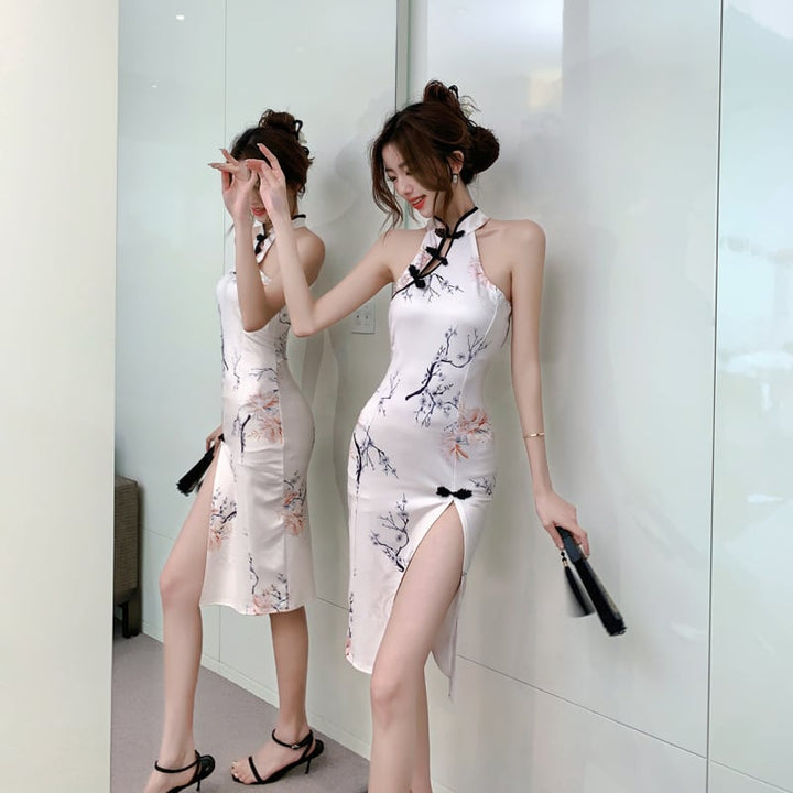 【dress】大人らしい ノースリーブスリットワンピース　M17167